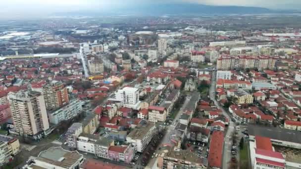 Вид Повітря Житловий Район Місті Лесковац Півдні Сербії Похмурий Ранок — стокове відео