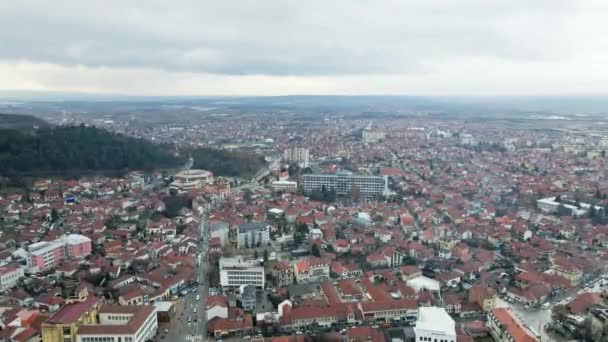 Сірі Хмари Над Містом Лесковац Півдні Сербії Жвавий Ранок — стокове відео