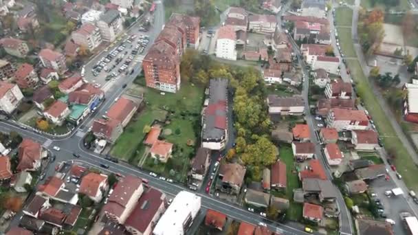Drone Kilátás Kertvárosi Lakások Lakóépületek — Stock videók