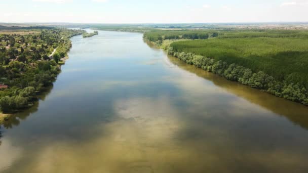 Dron Zajímá Dunaj Malé Vesnice Srbsku — Stock video