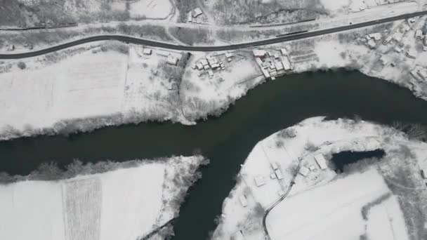 Karla Kaplı Bar Batı Morava Nehirlerinin Kesişme Noktası — Stok video