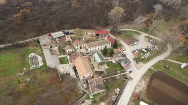 Aerial View Serbian Orthodox Monastery Rukumija Village Bradarac — Stock Video