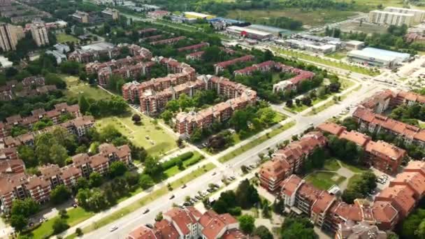 Вид Повітря Житлові Квартали Великою Кількістю Зелені Новому Саді Сербія — стокове відео