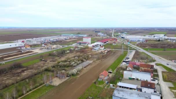 Let Dronem Nad Předměstím Průmyslovou Zónou Novi Sad Srbsko — Stock video