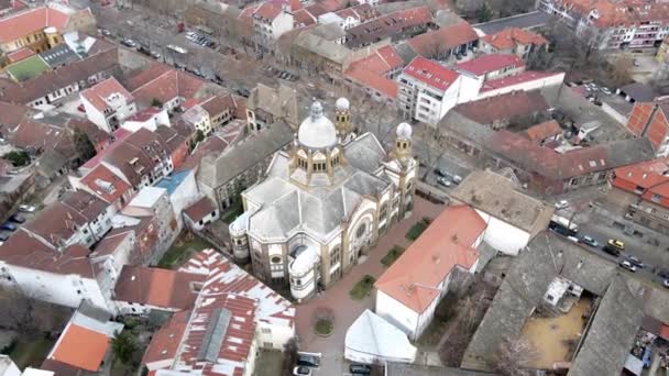Drone Flight Novi Sad Synagogue — Stock Video