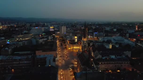 Vista Aérea Novi Sad Por Noche — Vídeo de stock
