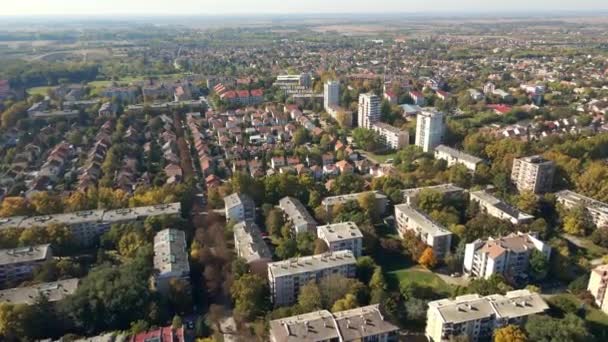 Città Serba Sombor Giornata Sole Drone Punto Vista — Video Stock