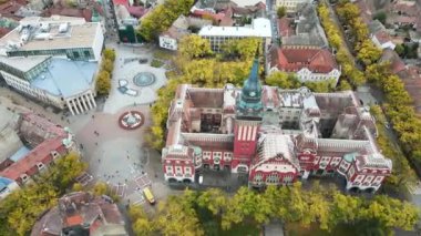 Sırbistan 'ın güzel Subotica kentinin merkezi bulutlu bir günde yukarıdan izleniyor
