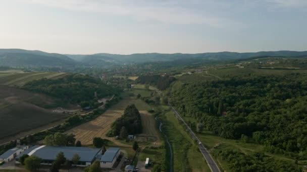 Vista Aérea Del Campo Aldea Vrdnik Serbia — Vídeo de stock
