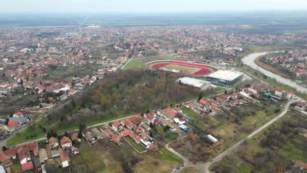 Sırbistan Zrenjanin Kentindeki Spor Stadyumu Yakınlarındaki Bir Parkın Hava Manzarası — Stok video