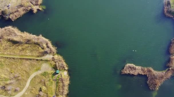 Вид Повітря Озеро Міський Пейзаж Зренянина Сербія Похмурий День — стокове відео