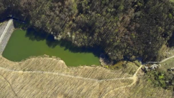 Drone Flies Lake Bela Reka Countryside — Stock Video