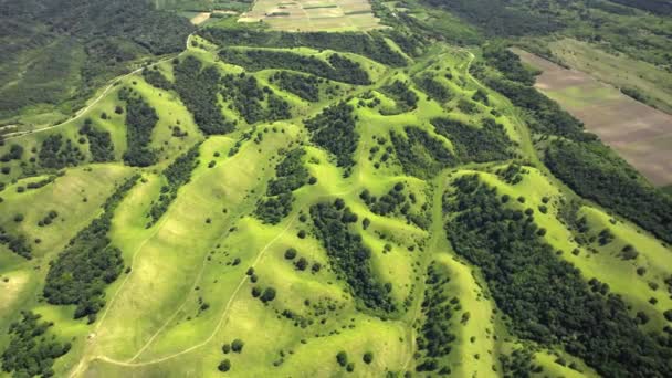 Szenische Luftaufnahme Des Üppigen Grüns Und Sanften Hügeln Der Landschaft — Stockvideo