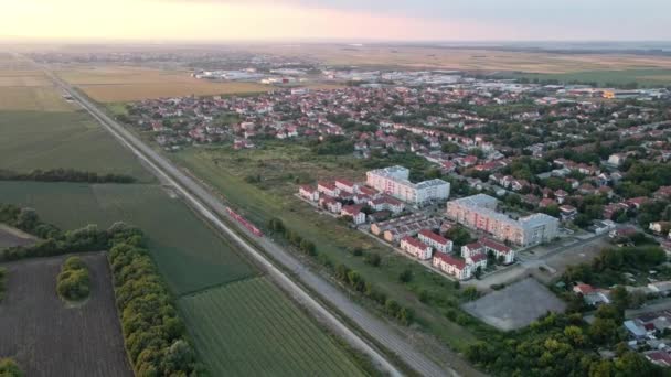 Flygfoto Över Zemun Kommun Staden Belgrad Serbien Soluppgången — Stockvideo
