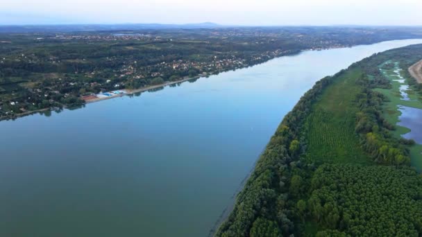 Дунайська Річка Рано Вранці Місті Смедерево Вид Зверху — стокове відео