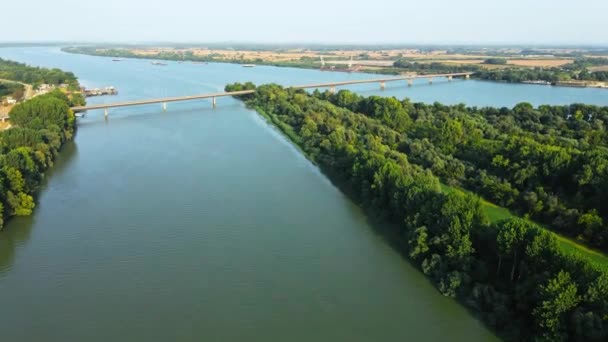 Widok Powietrza Most Przez Dunaj Smederevo Serbia — Wideo stockowe