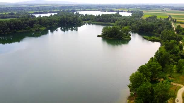Drone Vole Capture Lac Bela Crkva Serbie Dans Campagne — Video