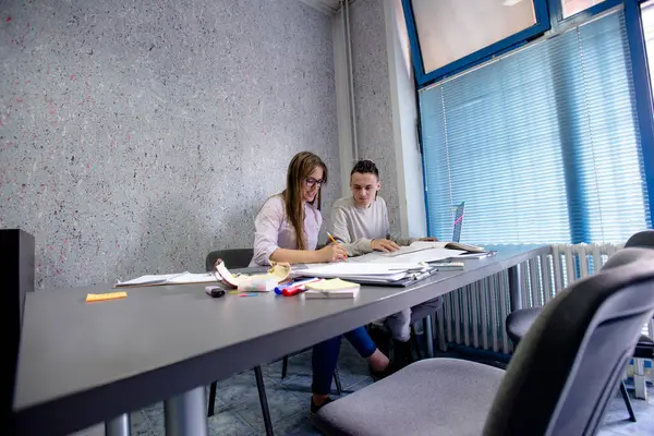 Ofisteki proje üzerinde çalışan meslektaşlar