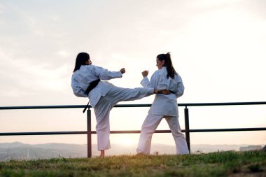 Açık kavga iki karate kadın.