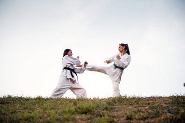 Askeri eğitim, iki kız karate dövüşü..