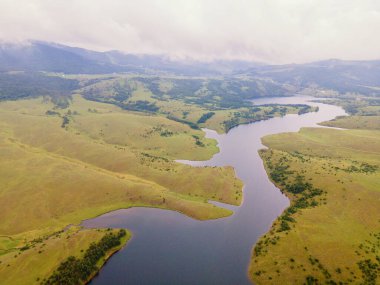 Nehrin doğadaki panoramik fotoğrafı. Yaz zamanı. Kentsel olmayan manzara