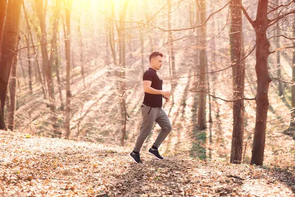 Parkta koşan erkek sporcu, güneş
