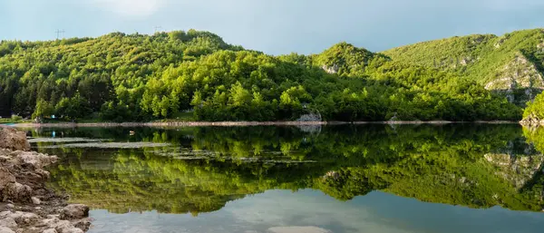 Doğada güzel, huzurlu bir yer. Dağlar, ağaçlar ve tatlı su.