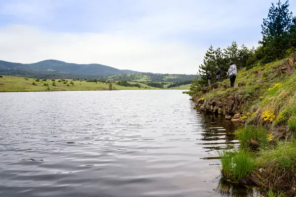 Nehir ve dağların fotoğrafı. Temiz hava ve temiz su ile güzel, huzurlu bir yer.