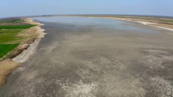 Prawie Wyschnięte Duże Jezioro Widziane Powietrza Rezerwacie Przyrody Slano Kopovo — Wideo stockowe