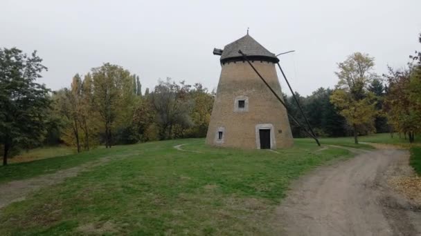 Drone Captures Old Windmill Historical Landmark Backa Topola Serbia — Stock Video