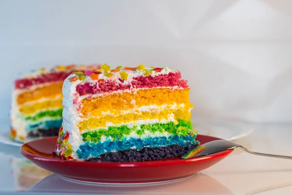 cake with rainbow jelly and colorful jelly cake