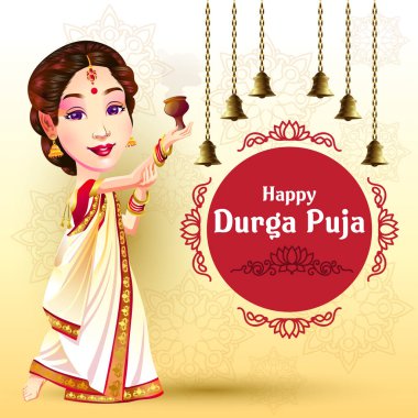Durga Puja navratri festivali Mutlu dansçılarla selamlar
