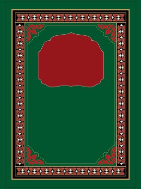 Klasik İslami Kapak, broşür tasarımı. Vektör dekoratif çerçeve. Tasarım şablonu için zarif unsur, metin için yer. Çiçek sınırı.