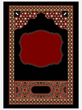 Klasik İslami Kapak, broşür tasarımı. Vektör dekoratif çerçeve. Tasarım şablonu için zarif unsur, metin için yer. Çiçek sınırı.