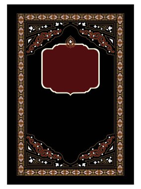 Klasik İslami Kapak, broşür tasarımı. Vektör dekoratif çerçeve. Tasarım şablonu için zarif unsur, metin için yer. Çiçek sınırı.