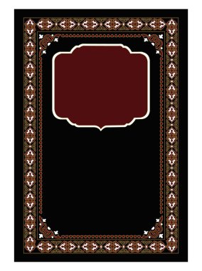 Klasik İslami Kapak, broşür tasarımı. Vektör dekoratif çerçeve. Tasarım şablonu için zarif unsur, metin için yer. Çiçek sınırı.