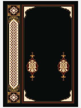 İslami Arap Biçimi Beyaz ve Altın Kitap Kapak Şablonu Arabesk Fas Şablonu Tasarımı