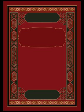 İslami Arap Biçimi Beyaz ve Altın Kitap Kapak Şablonu Arabesk Fas Şablonu Tasarımı