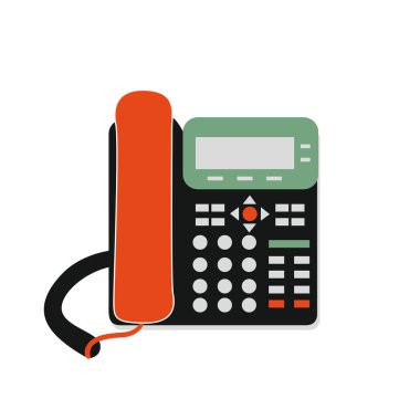 Kablosuz telefon vektör düz simgesi. Tuş takımlı ve görüntülü ev telefonunun vektör düzlüğü simgesi.