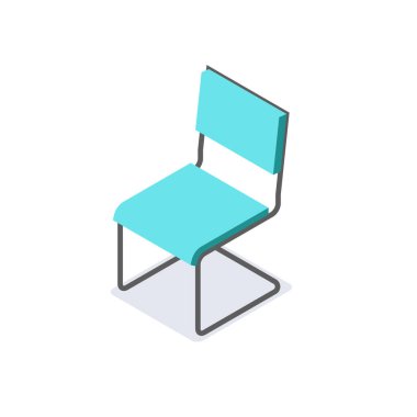 Sandalye izometrik, düz 3D izometri izometrik, iç konsept için