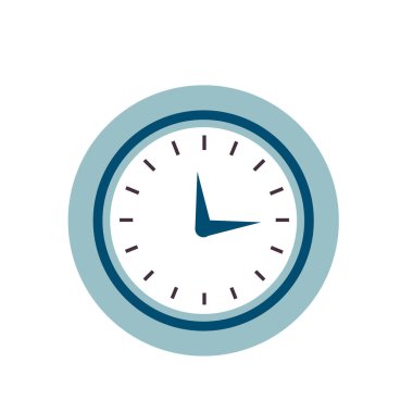 Düz stil saat simgesi, renk arkaplan üzerinde basit saat zamanlayıcısı. Vektör tasarım ögesi