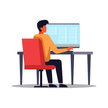 Serbest çalışan bir programcı işyeri. Evdeki uzaktan kumandalı kodlayıcı. Ev vektörü düz stil illüstrasyonunda çalışıyorum. Evde bilgisayar ya da dizüstü bilgisayar üzerinde çalışmak.