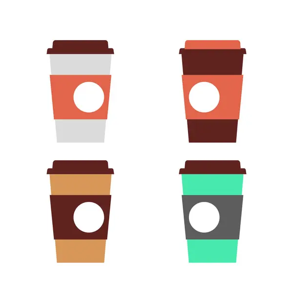 Ustawić Wektor Ilustracji Filiżanka Kawy Białym Tle Zestaw Filiżanek Kawy — Wektor stockowy