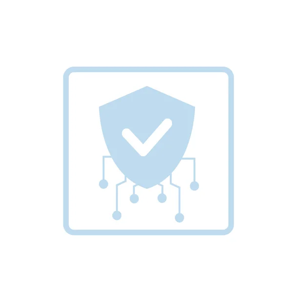 Digitales Schutzkonzept Schild Mit Häkchen Security Shield Icon Sicher Tech — Stockvektor