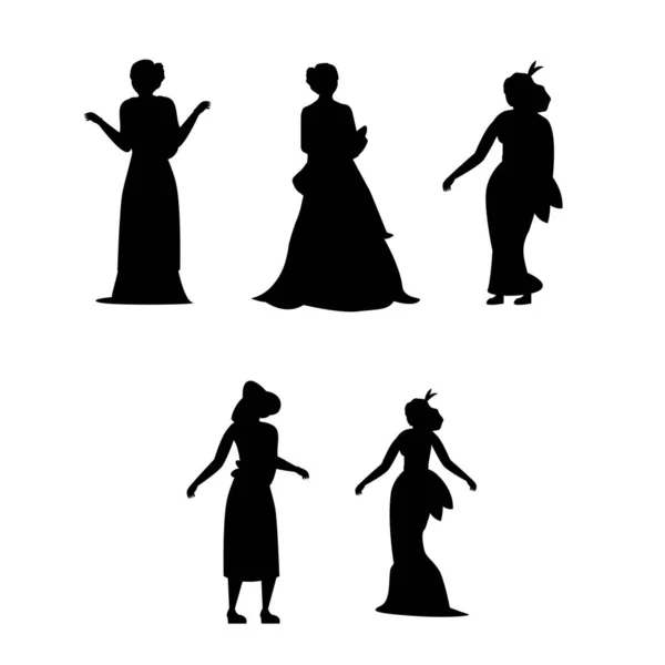 Fashion Girl Silhouettes Girl Silhouettes Vector Illustration People — Stock Vector