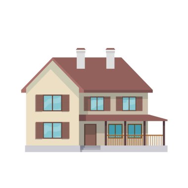 Düz ev çizimleri. Aile evi. Düz konut tasarımı konsept vektör çizimi. ev dış simgeleri.