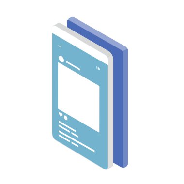 izometrik akıllı telefon simgesi, vektör illüstrasyonu 