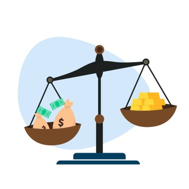 Beyaz arkaplanda düz ölçekli ölçeklendirir. Terazi sembolü, denge kanunu işareti. İş için vektör çizimleri