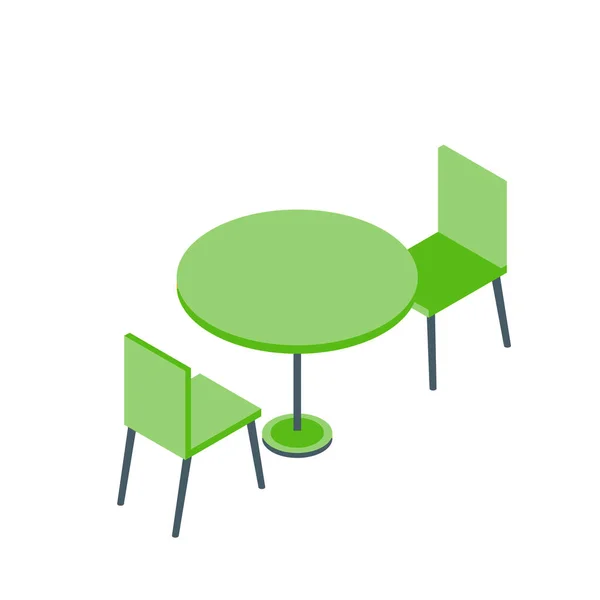 Set Mobili Tavoli Sedie Isometrici Vettore Isometrico — Vettoriale Stock