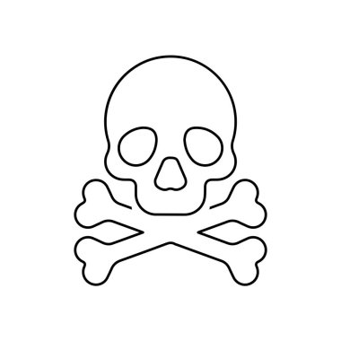kafatası ölüm simgeleri, tehlike veya uygulamalar ve web siteleri için zehirli düz vektör simgesi, Crossbones simgesi tasarımı